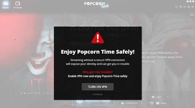 is popcorn time vpn safe